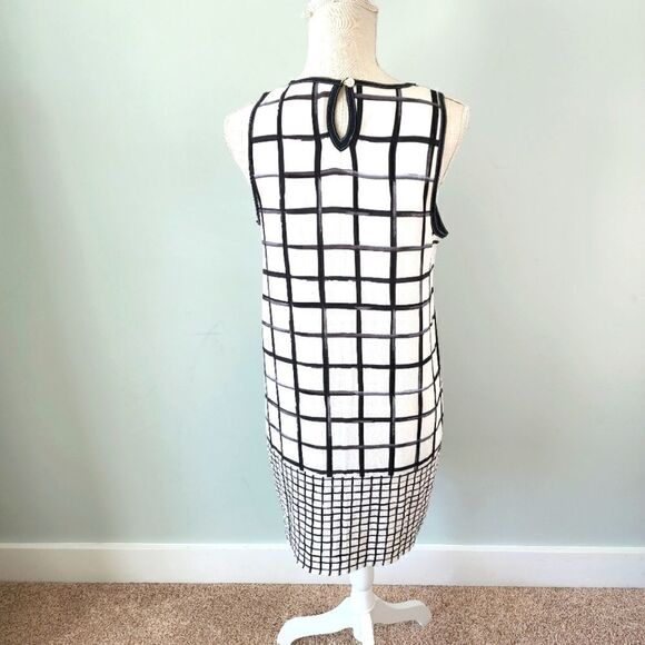 MUD PIE WOMENS MIDI BLACK AND WHITE LINED DRESS SIZE SMALL - Picture 3 of 6